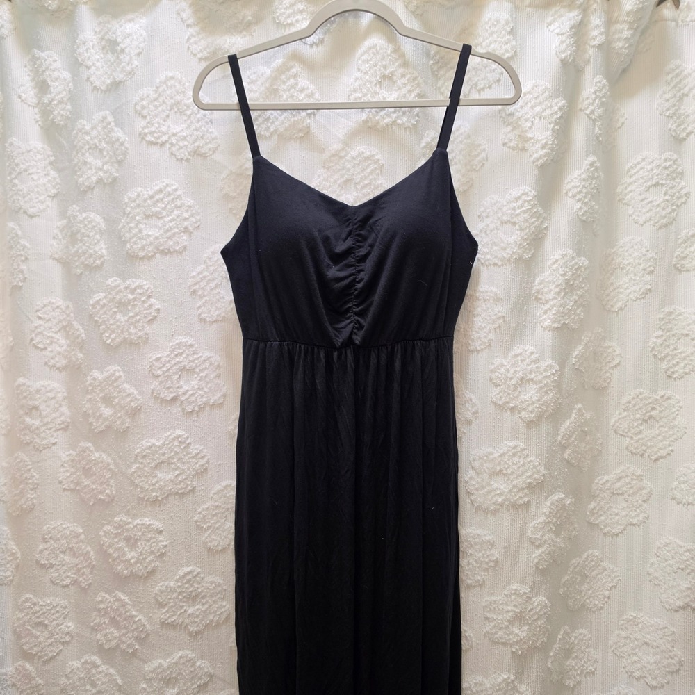 Soma Womens Black Ruched Bust Empire Waist Maxi Dress with Pockets‎ Large